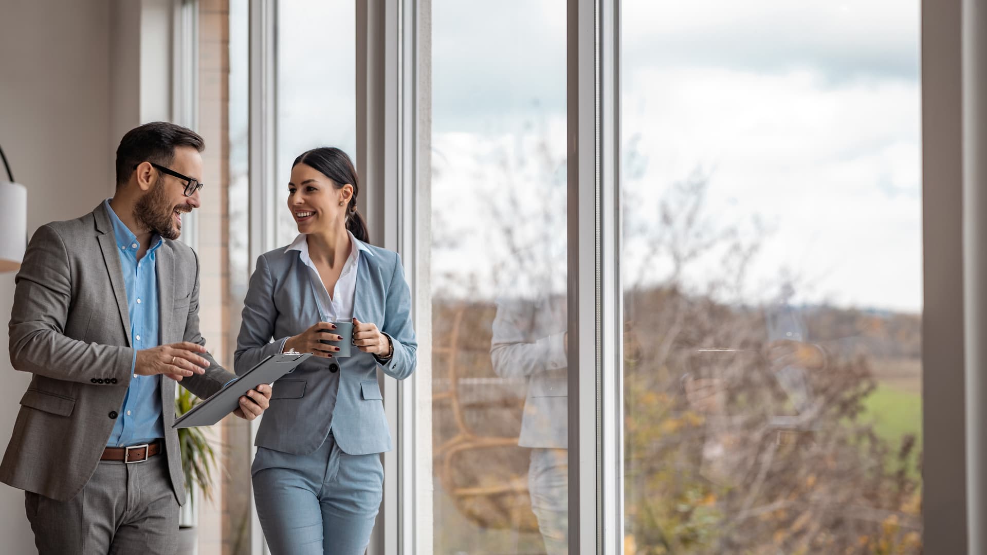 Mortgage professional consulting with clients